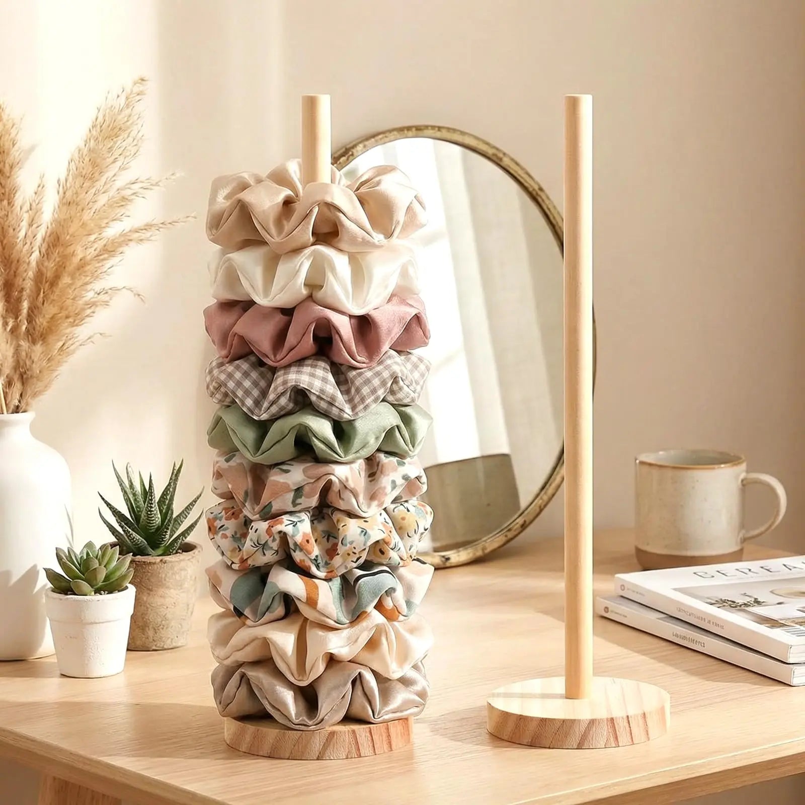 Multi-layer Solid Wood Hair Accessory Storage Rack Suitable Ties