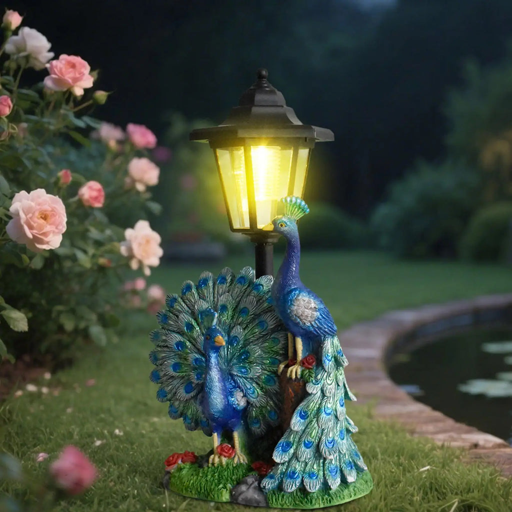 Solar Statue Resin Bird Lighting Sculpture Statues Yard Garden Lawn