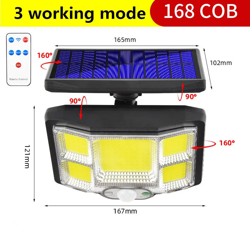 Solar LED Lights Outdoor Motion Sensor Split Lamp Remote Waterproof Zpaxo Integrated-168COB China Mainland
