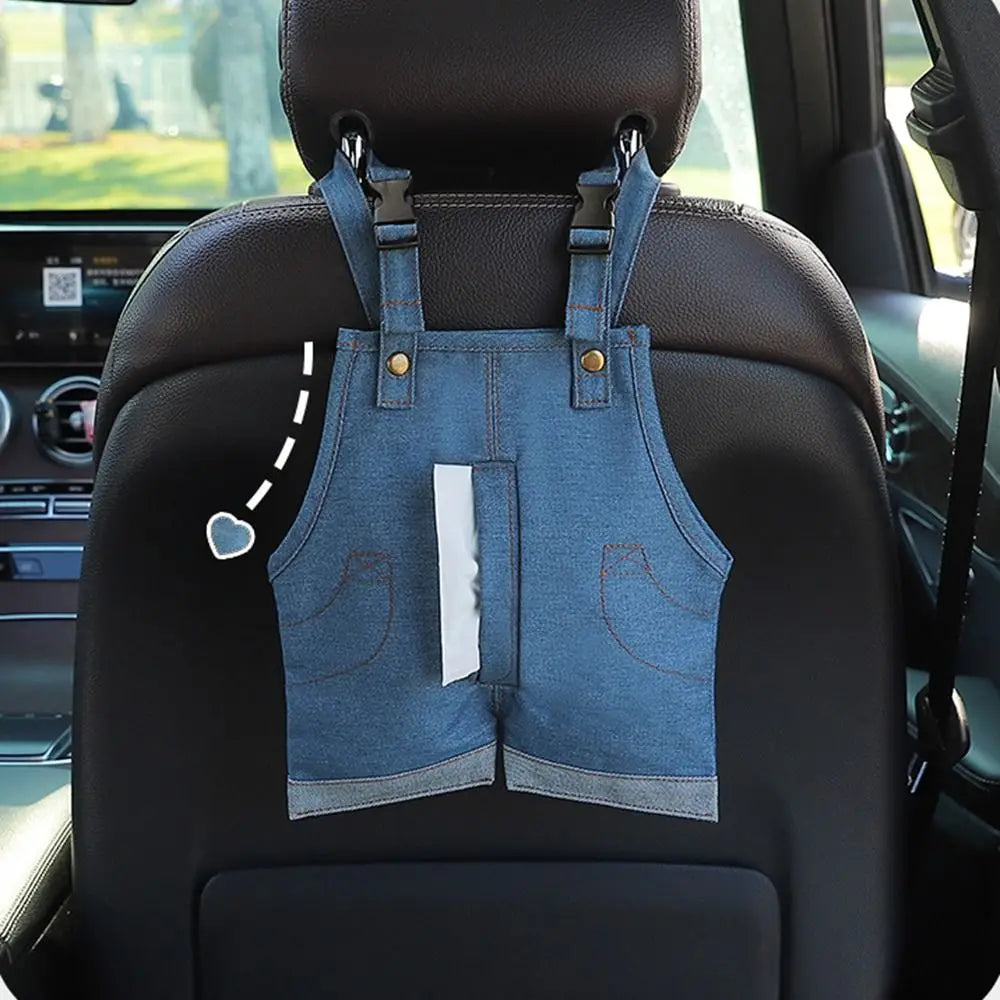 1 Design Jeans Shape Car Tissue Box Creative Denim Overalls Storage Zpaxo