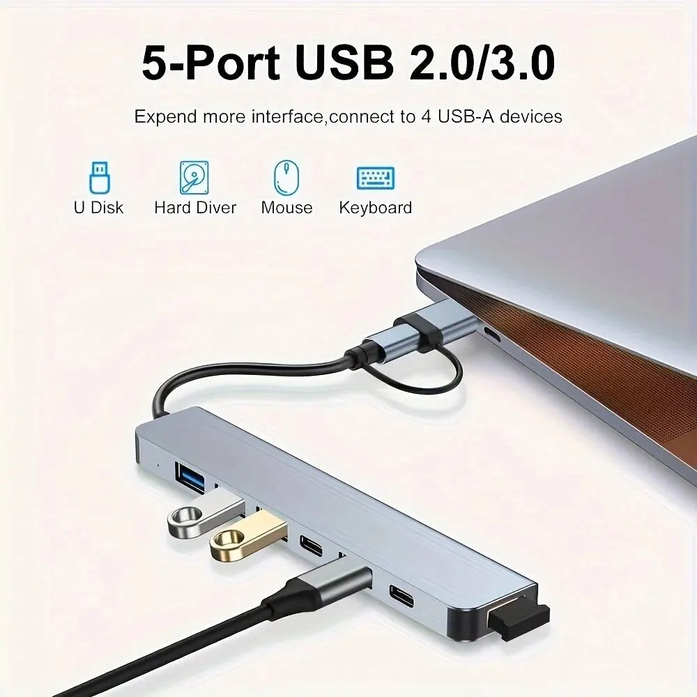 7-in-1 USB 3 0 HUB C TYPE-C 5 PD Adapter 5Gbps Fast Speed