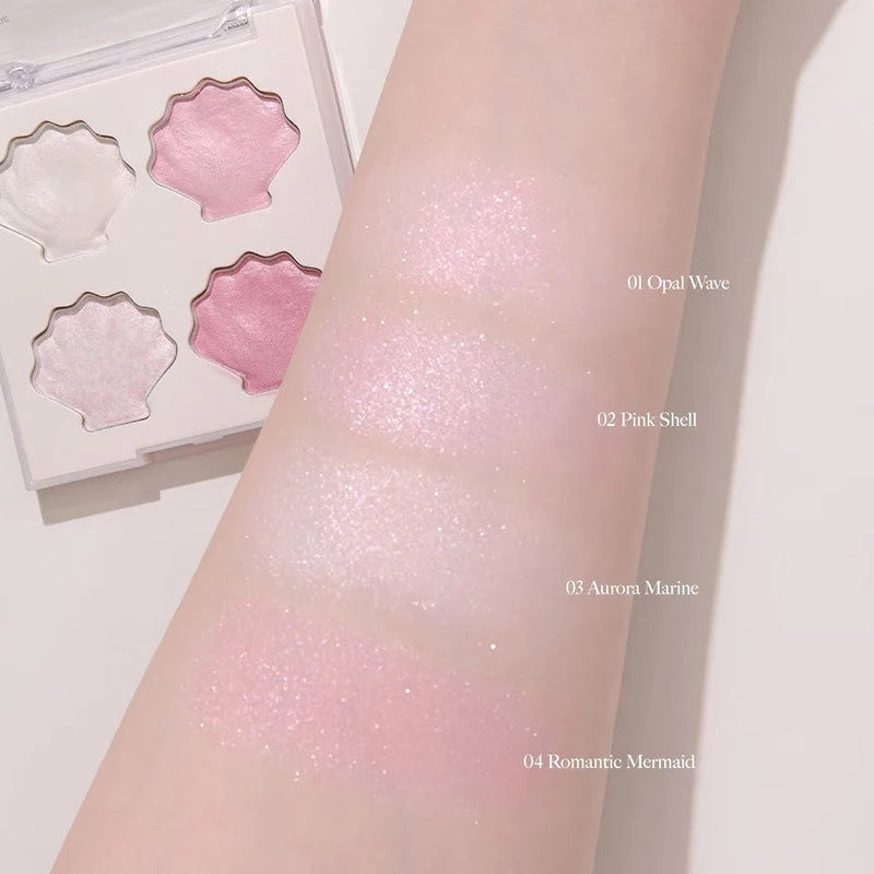 Shell Eyeshadow Palette Sparkling Pearlescent Glitter Eye Shadow Plate Diamond Highlight Eye Makeup Cosmetic for Autumn Winter Zpaxo