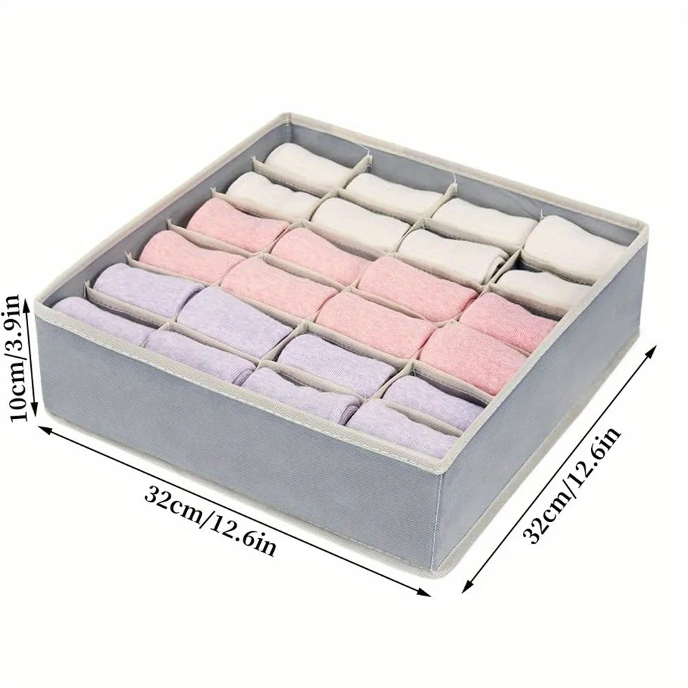 Collapsible Sock Drawer Organizer - Women Accessories for Closet Cabinet Storage - 24 Grids Underwear Storage Boxes Zpaxo DARK GRAY