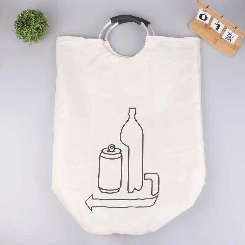 CMLarge Capacity Empty Bottle Storage Basket Folding Recycling Bin Zpaxo Beige