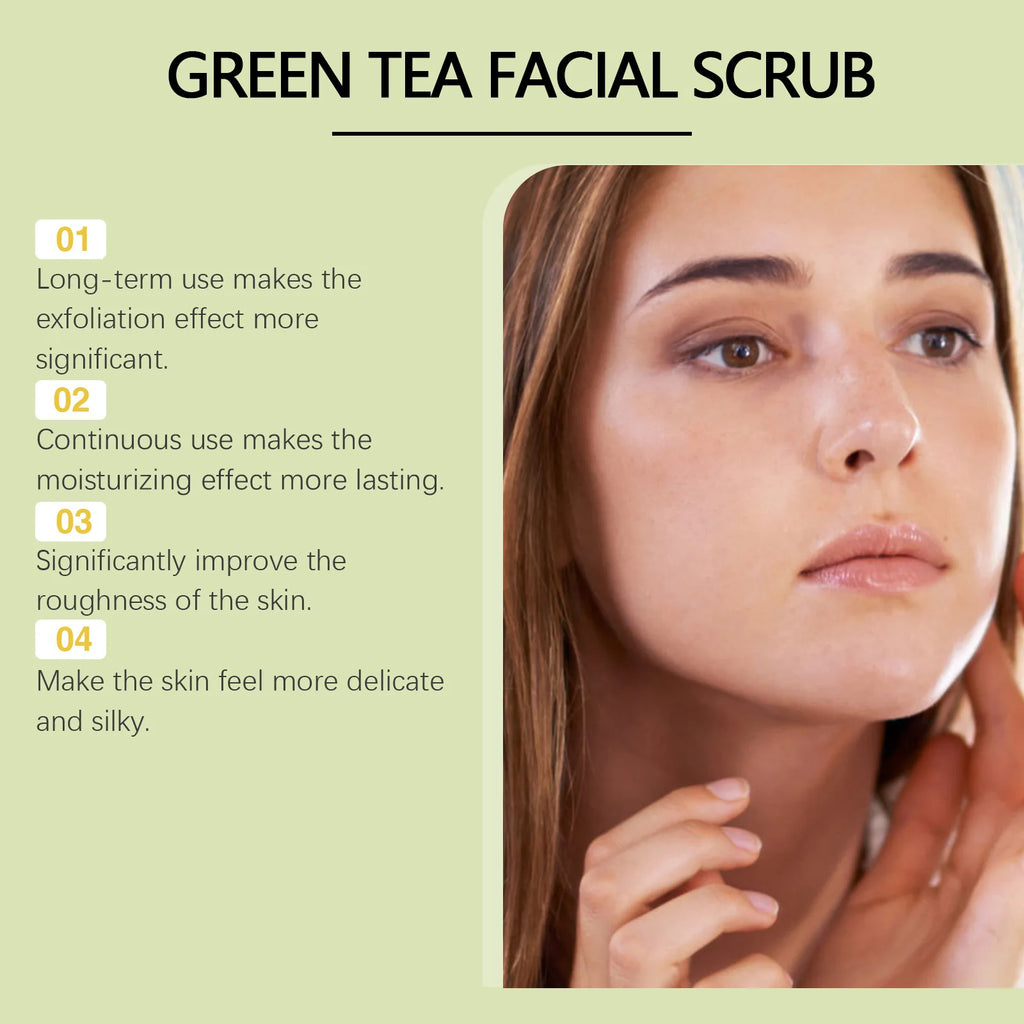 Exfoliating Green Removal Tea Facial Scrub Deep Pore Cleansing Hydrating Blackhead Dead Skin Gentle Scrub Skin Renewal Skin Zpaxo