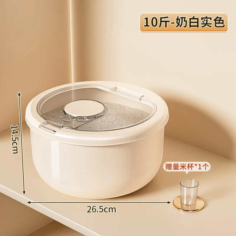 Premium Kitchen Grain Storage Bin Insect-proof Seal Perfect Rice Zpaxo ivory-5kg