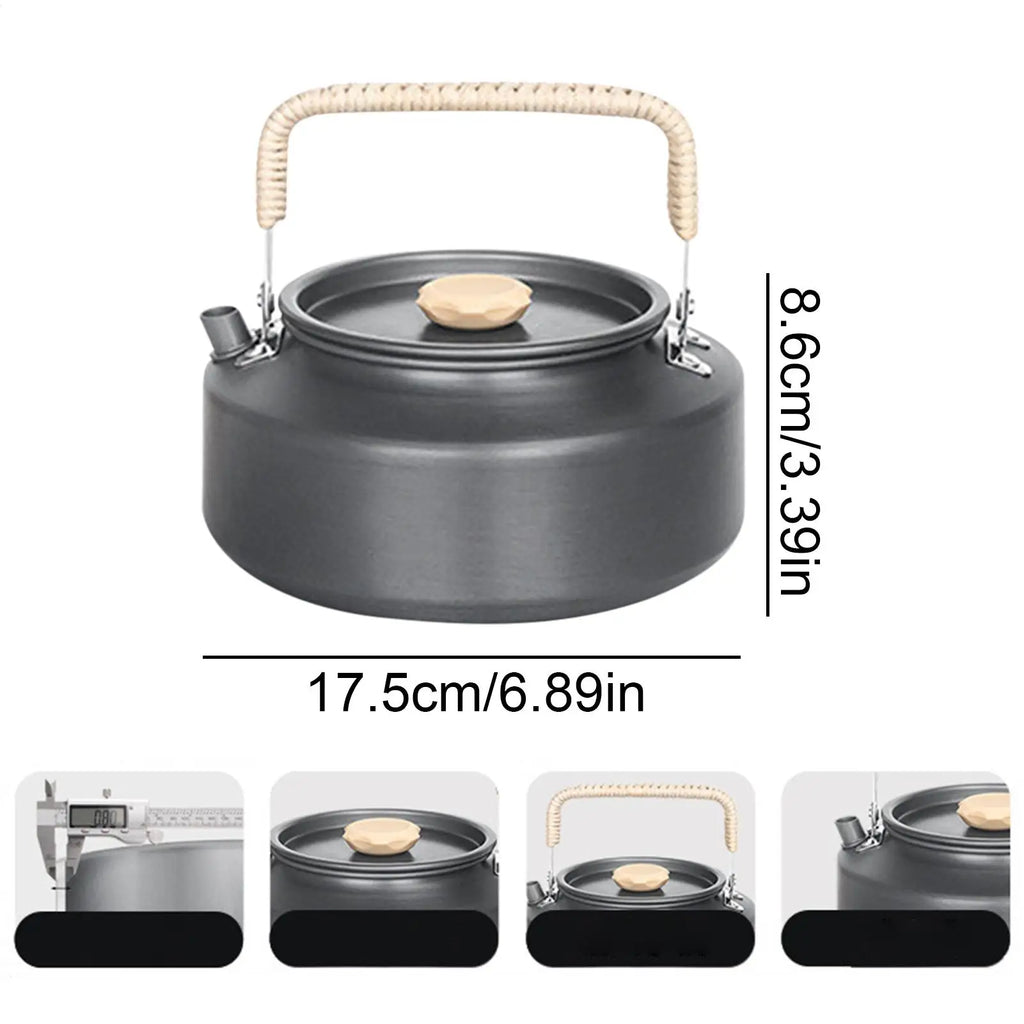Portable Camping Kettle Ergonomic Metal Lightweight Tea Pot Silicone