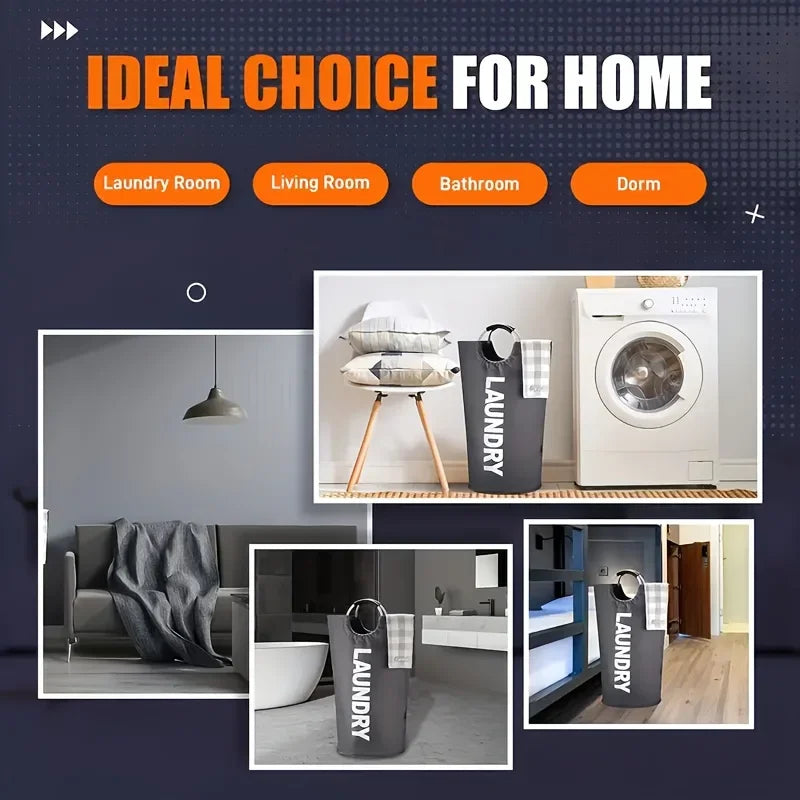 90L Large Laundry Basket, Collapsible Laundry Bag, Freestanding Tall Clothes Hamper, Foldable Washing Bin Zpaxo