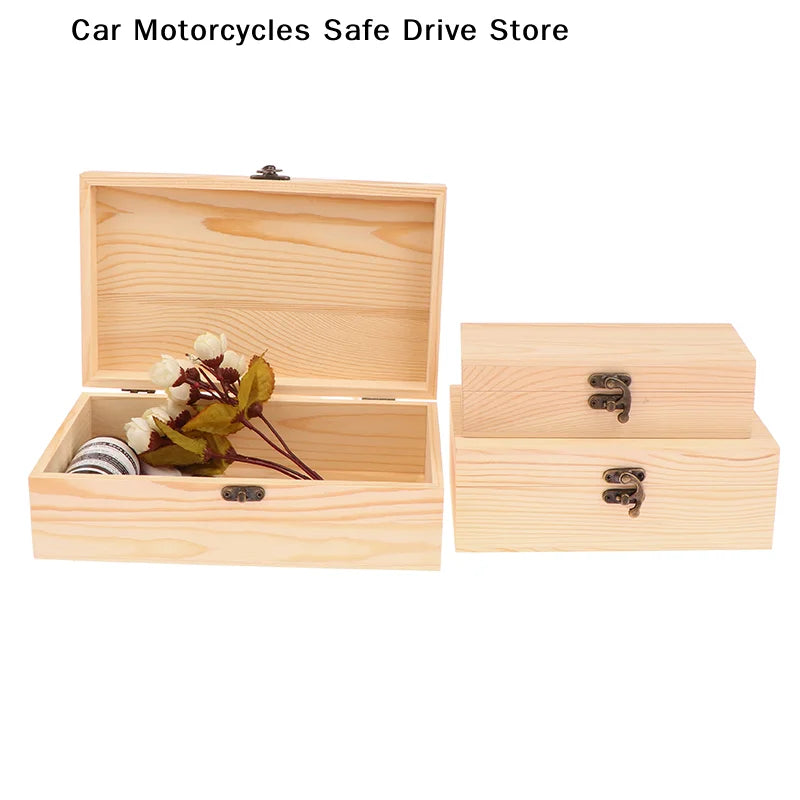 Retro Rectangular Wooden Storage Box Organizer Wood Case Simple