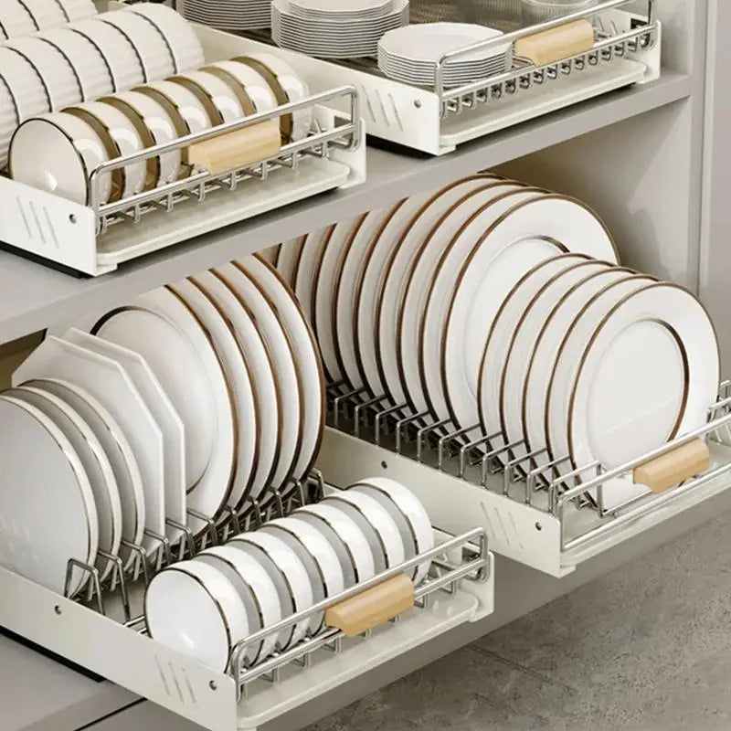 Sliding Dish Rack Kitchenware Storage Shelf Kitchen Drying Cabinets