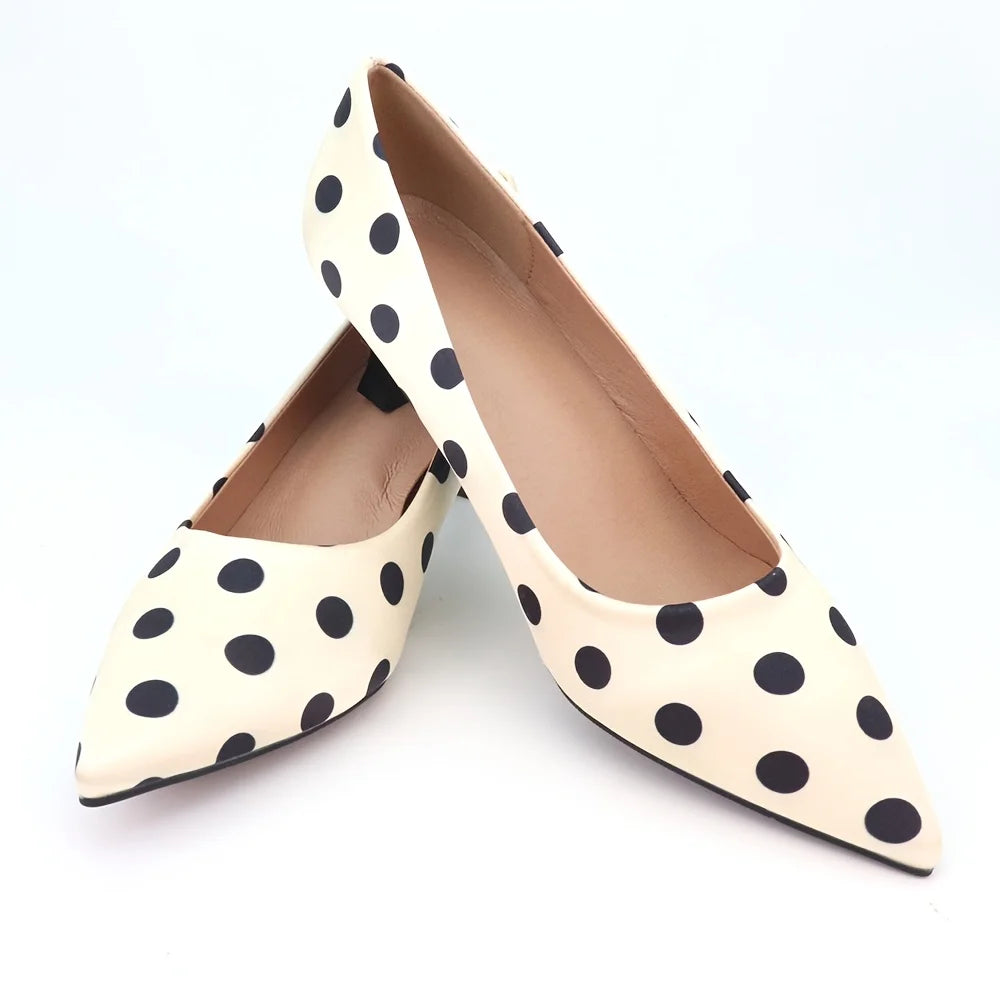 Black & White Polka Dot Heels – Retro Faux Leather Pumps