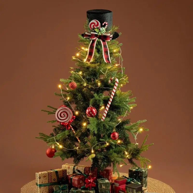 Stylish Black Cloth Christmas Star Ornament Ribbon Bowknot Tree