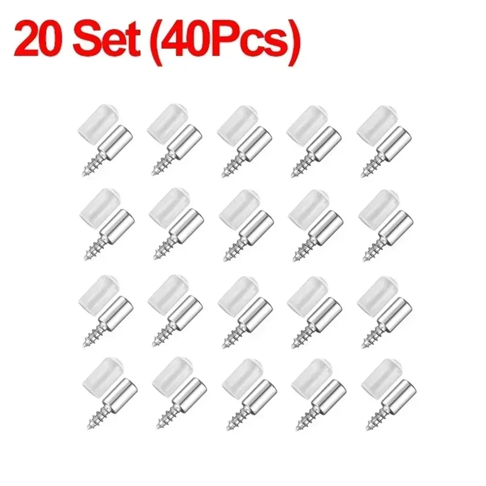 50/10PCS Self Tapping Screw Layer Plate Holder Wardrobe Septum Brackets Fixed Screw Shelf Support Pegs with Non-Slip Sleeve Zpaxo 20Set (40PCS)