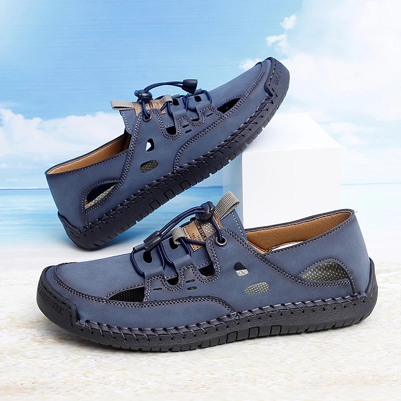 Summer Men Sandals Leather Mens Casual Shoes Outdoor Beach Roman Zpaxo
