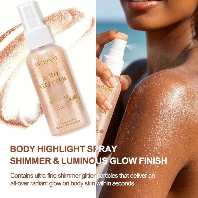 Body Shimmer Oil,Body Liquid Highlighter Facial Contour Brightening Makeup,Illuminating Liquid Highlighter for Face Body Hair Zpaxo