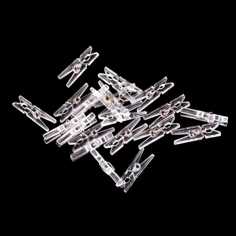 Mini Clear Plastic Spring Transparent Clips Clothes Photo Paper Peg