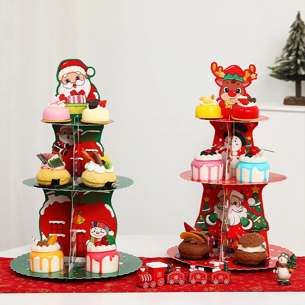 Christmas Cupcake Stand 2 Holder 3 Tier Dessert Tower Tray Donut