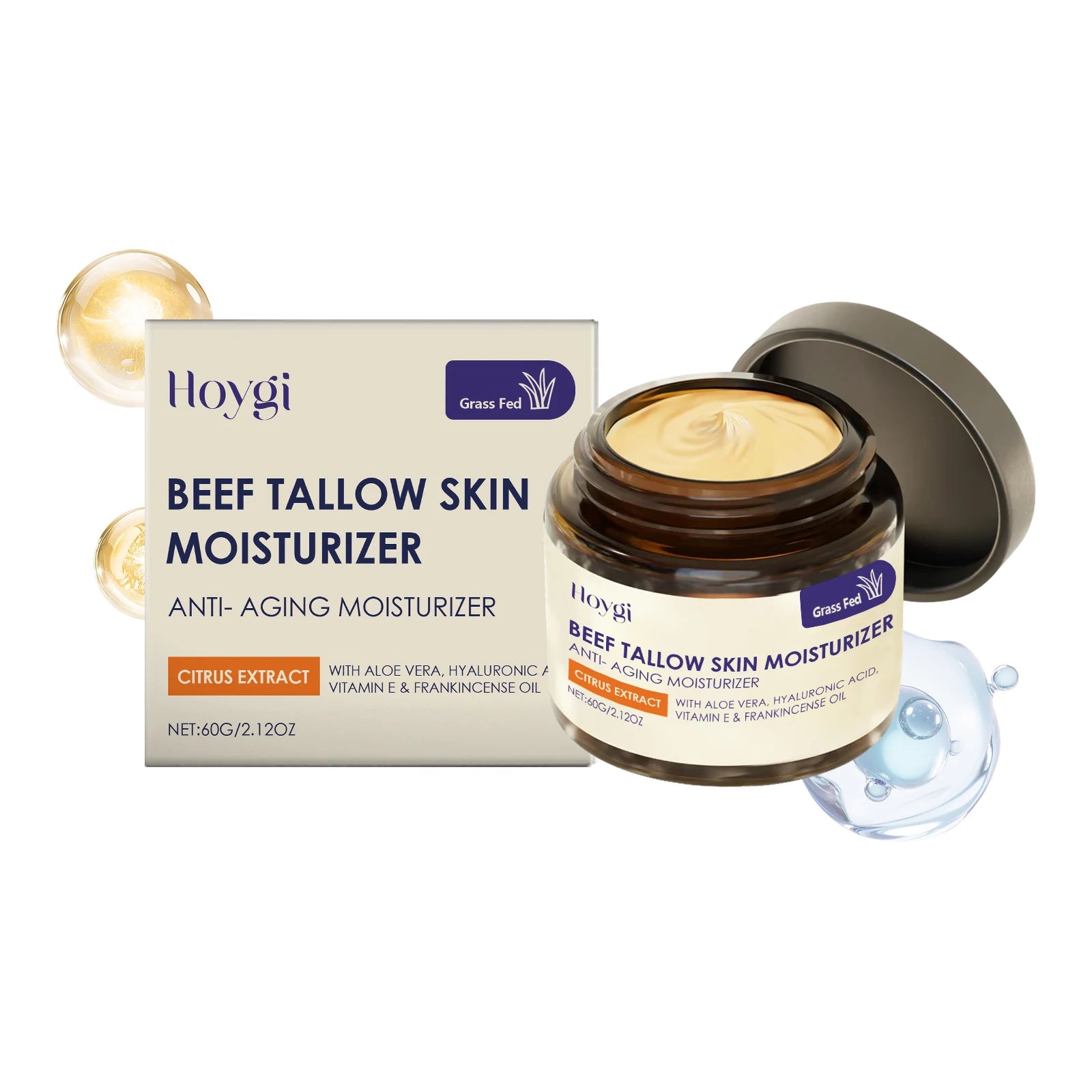 Cow Fat Moisturizing Cream Beef Tallow Honey Moisturizer Cream Brightening Rejuvenation Nourishing Hydratin Deeply Moisturizer Zpaxo 60g boxed