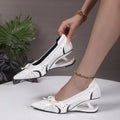 Bow Mary Jane Sport Retro Pointed Toe Shallow Mouth Splice Surface