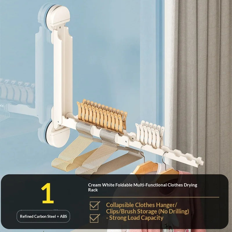 Suction Cup Telescopic Clothesline No-drill Household Invisible Retractable Indoor Clothes Hanger Bay Window Balcony Clothesline Zpaxo White 1pc