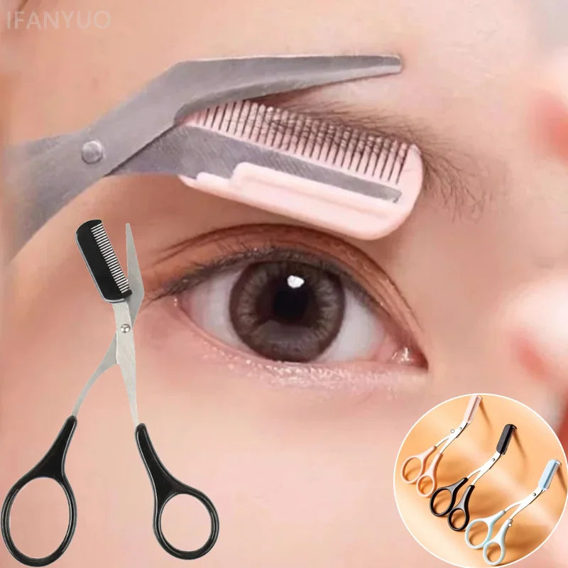 Eyebrow Trimmer Scissor Beauty Products Stainless Steel Scissors Comb