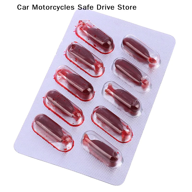 M10Pcs Fake Blood Pill Vampire Toy Capsules Horror Funny Halloween