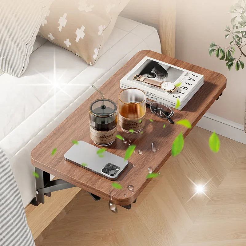 Foldable Collapsible Organizer Attachable Bedside Shelf Table Under