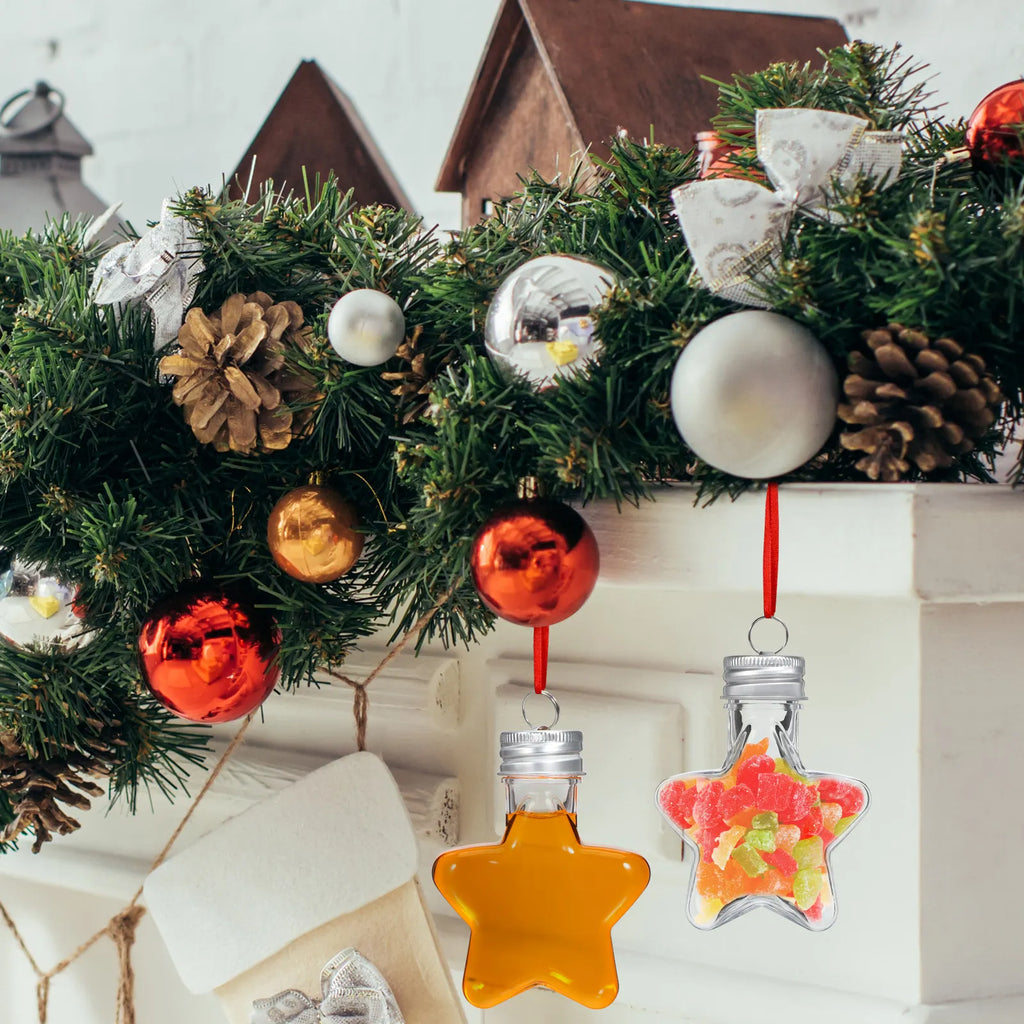 Star Shaped Fillable Plastic Bottles Hanging Loop DIY Christmas Candy