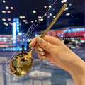 Stainless Steel Big Head Round Spoon Net Red Golden Dinner Long