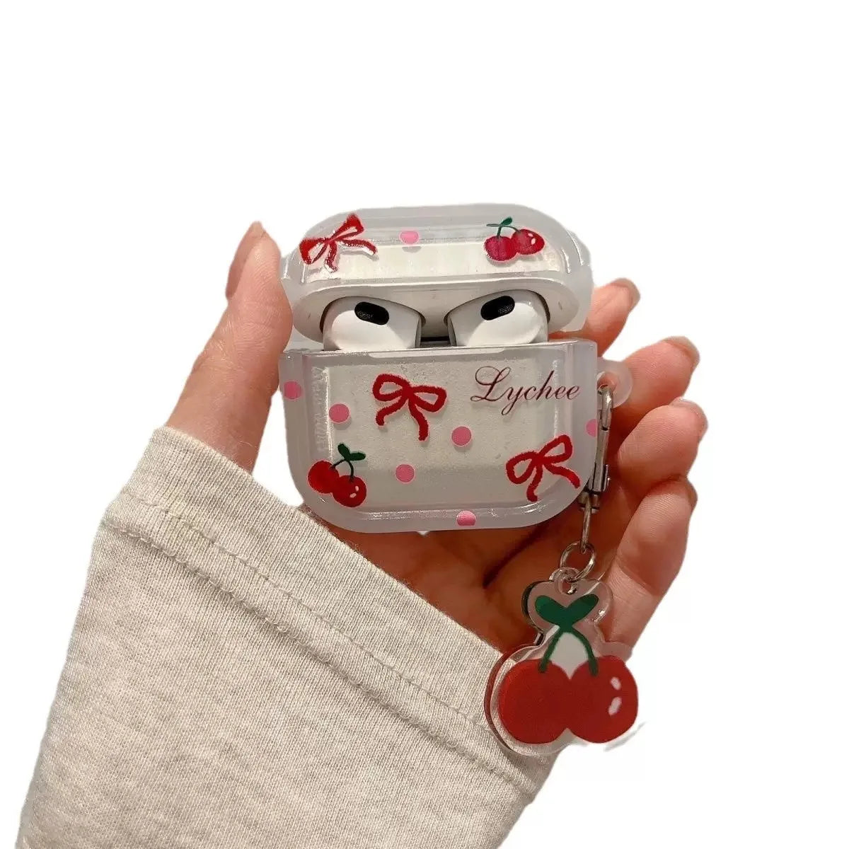 Cute Luxury Crystal Cherry Pendant For Apple AirPods 4 3 2 1 Bluetooth Earphone Cover For Airpods Pro Soft Cover Protective Case Zpaxo