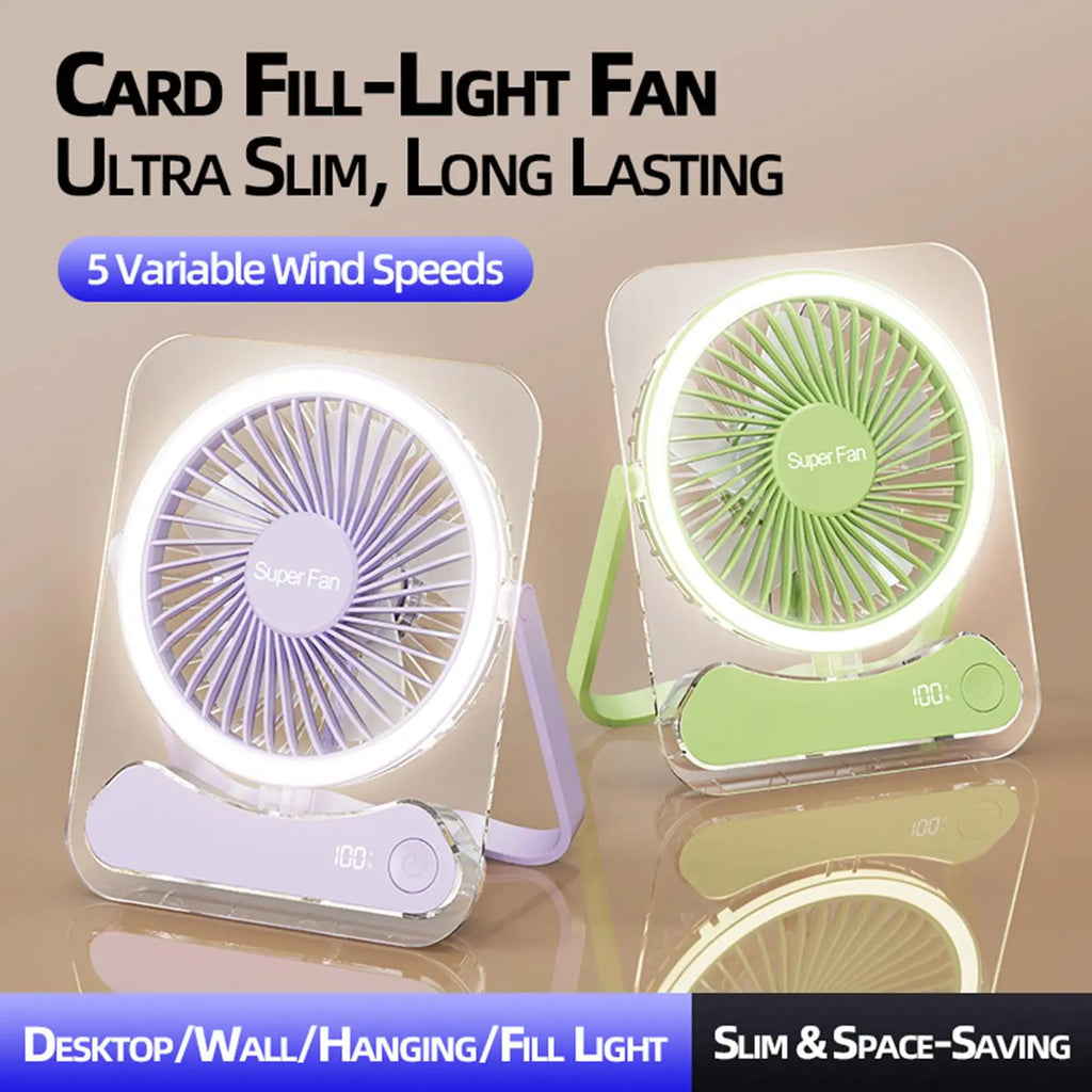 Travel Fan Sleeping Long Lasting 5 Speeds Foldable LED Lights Device