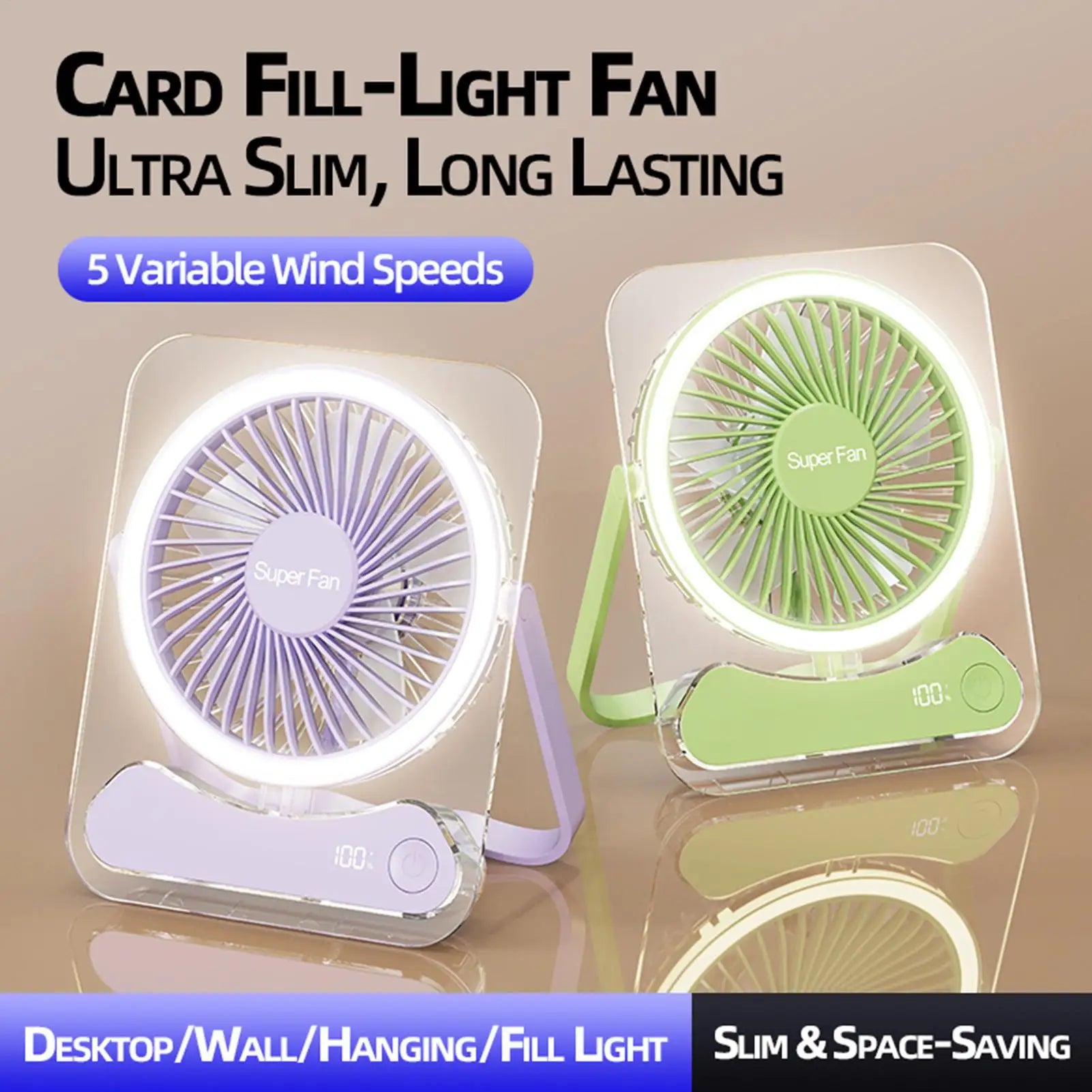 Travel Fan Sleeping Long Lasting 5 Speeds Foldable LED Lights Device