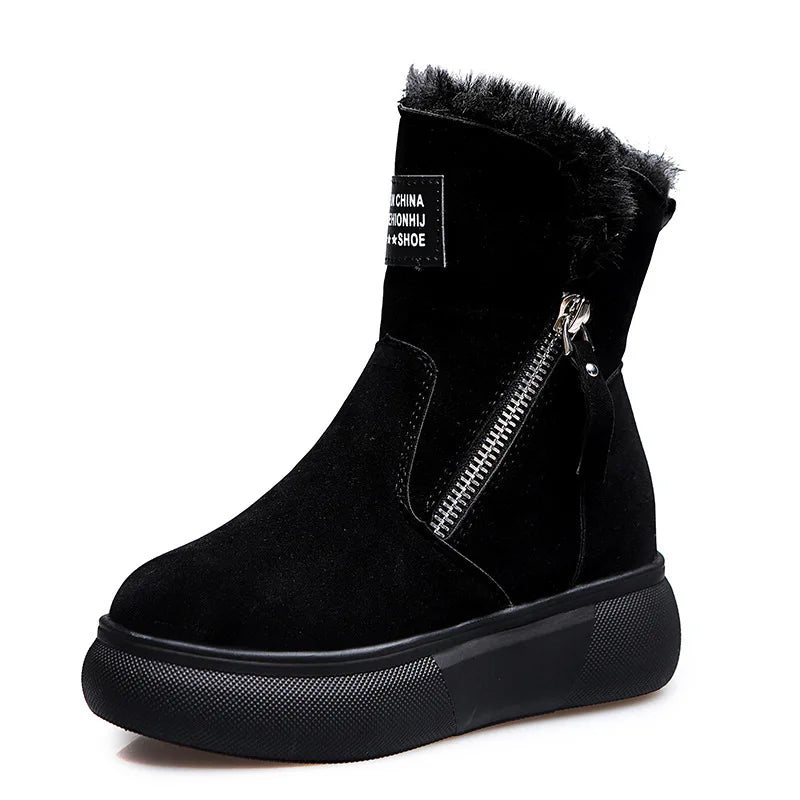 2023 Winter Boots Women Ankle Warm Plush Woman Sneakers Snow Zpaxo black 40(Foot 25cm) CN