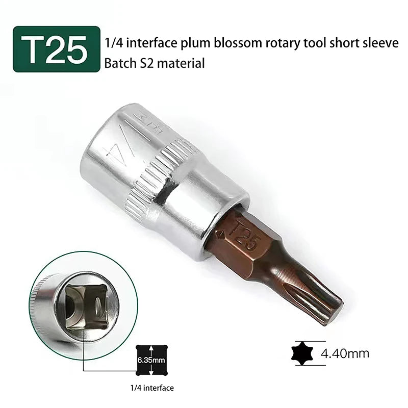 5Pcs Torx Screwdriver Bits 1/4 Inch Drive Socket Head Tools T15 T20 T25 T30 T40 Socket Wrench Adapter Hand Tools Zpaxo
