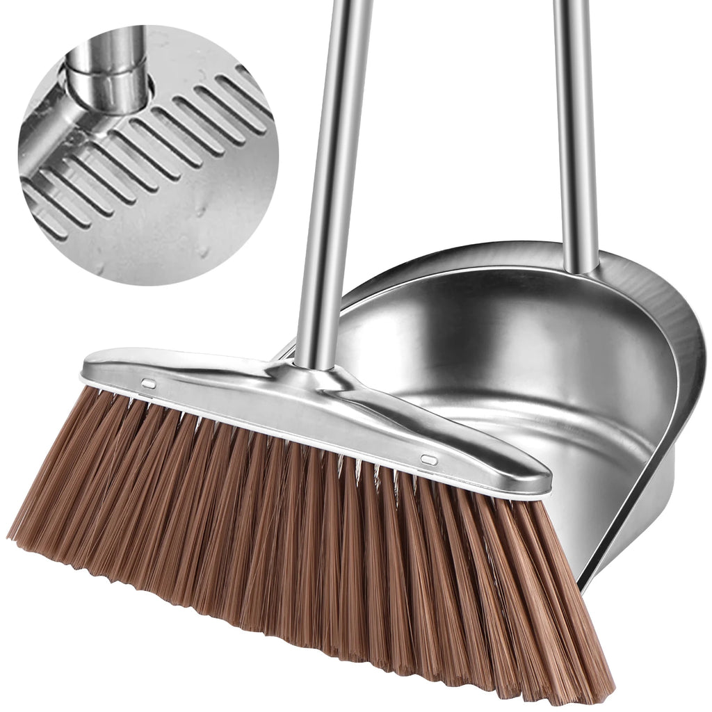 Broom Dustpan Set Stainless Steel Magic Brushs Combination Household Combo Cleaning Tool Dust Pan Long Handle Sweeping Zpaxo