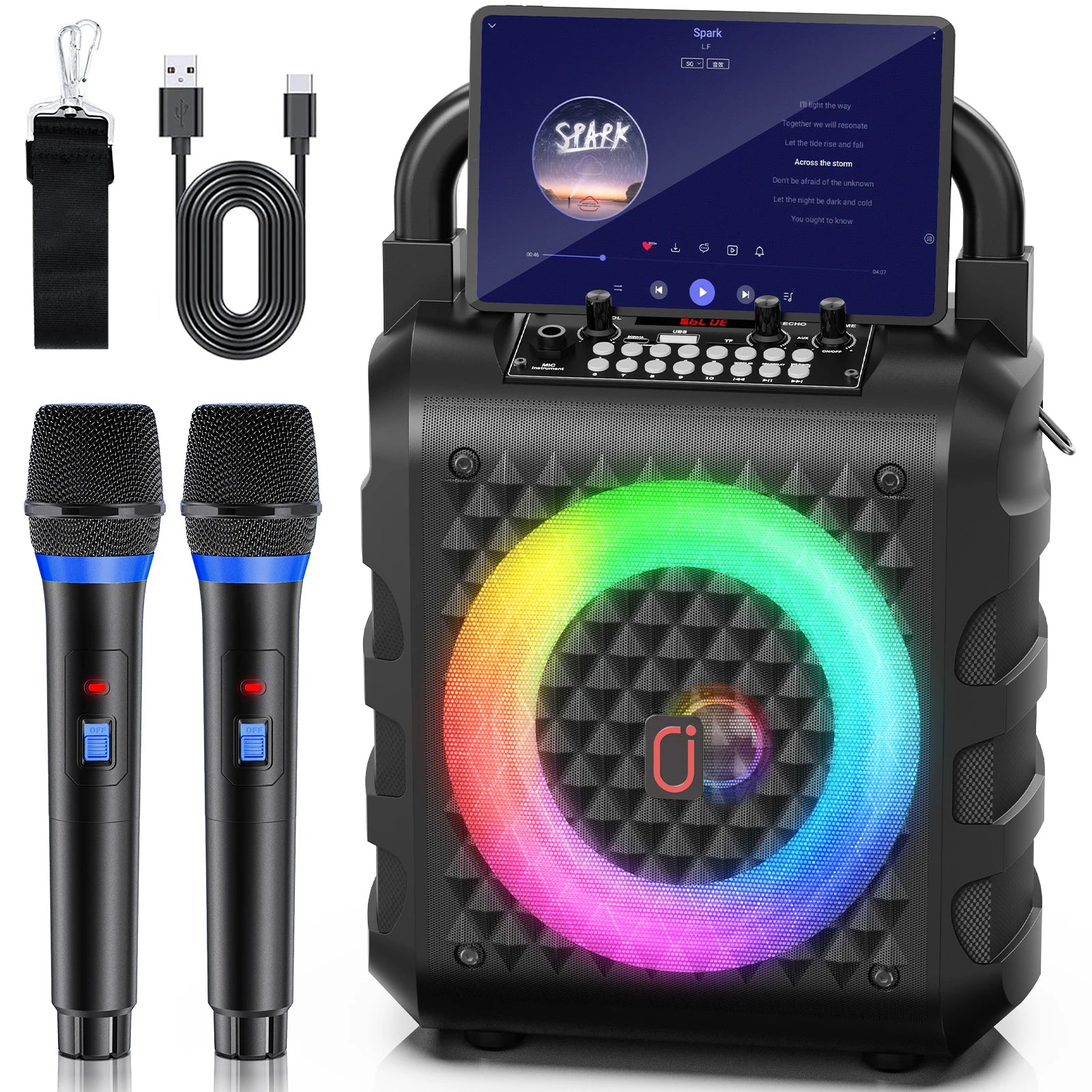 Fanfun T18 Power Karaoke Bluetooth Speaker Music Rhythm Light 360