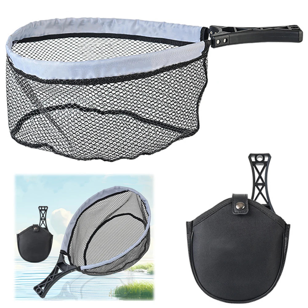 Fly Fishing Landing Net Non-slip Handle Foldable Tackle Bag Trout