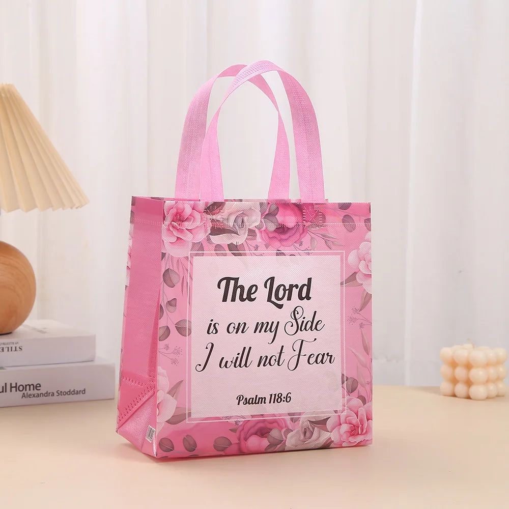 Floral Bible Tote Bags – Reusable Non-Woven Gift Bags (8–32 Pack)