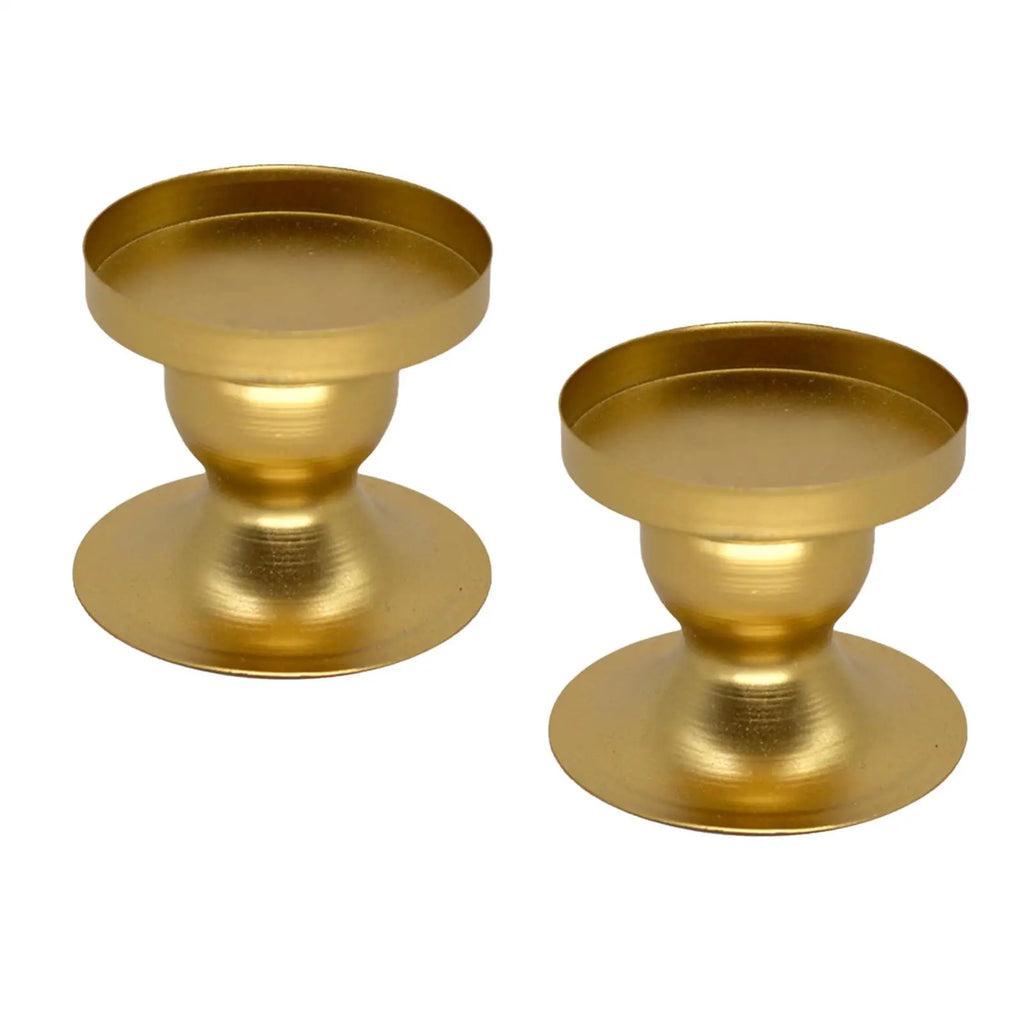 2Pcs Pillar Candle Candlestick Holder Metal Structure 2.4inch Tall Candlelight Holder Table Ornament for Fireplace Decor Zpaxo