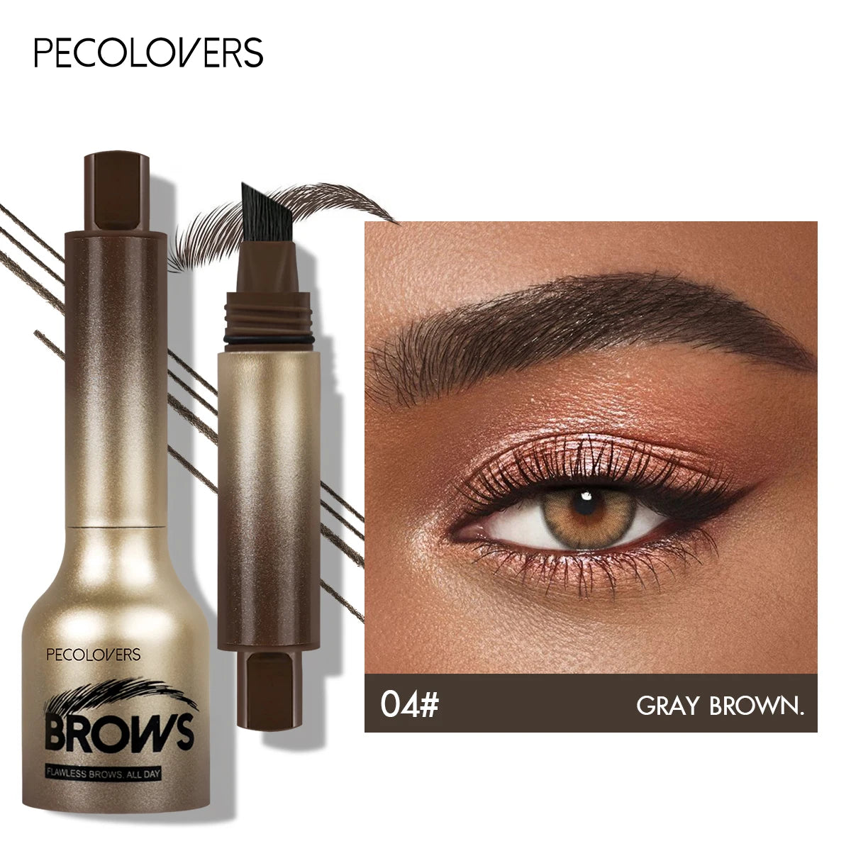1PC Waterproof, Long-lasting, No Makeup Removal, 3D Three-dimensional, Press-type Eyebrow Pencil,Suitable for Daily Quick Makeup Zpaxo 04