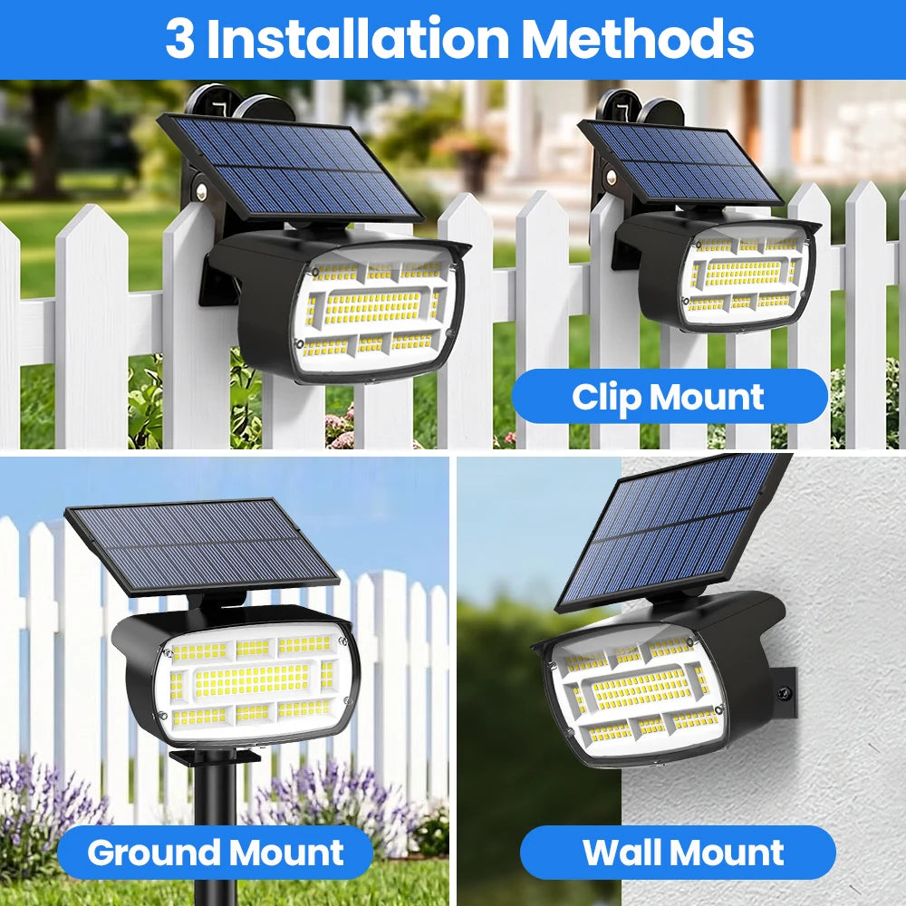 136LED Solar Spot Lights With Clip Outdoor IP65 Waterproof 3 Modes Solar Landscape Spotlights For Garden Yard Pathway Zpaxo
