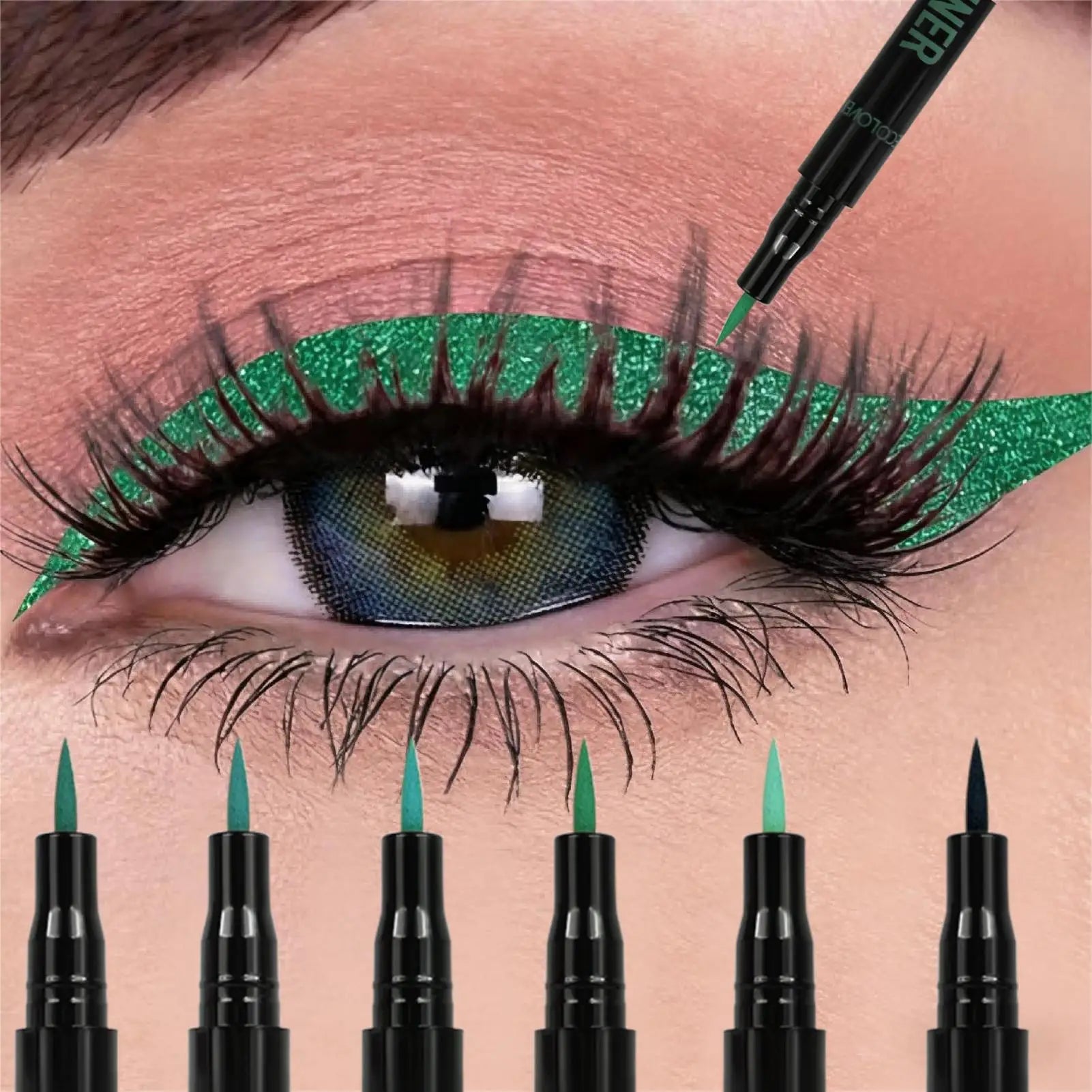 Green Liquid Eyeliner Long-lasting Fast-dry Smooth Application Eye Zpaxo