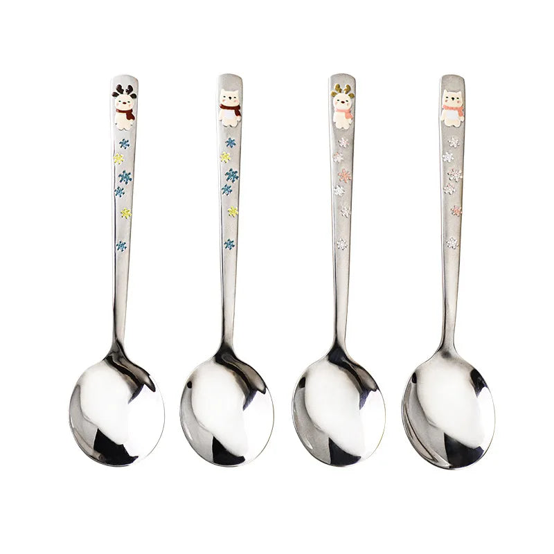 Korean Deer Embossed 304 Stainless Steel Long Handle Spoon Kitchen Spoon Zpaxo