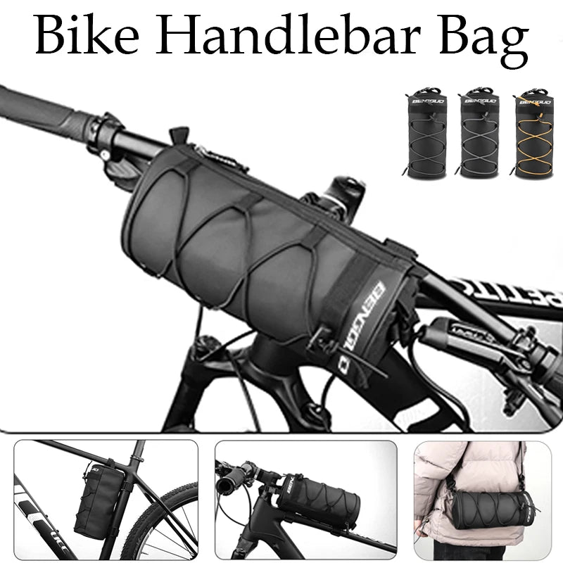 Multi-Functional Bicycle Handlebar Bag Durable Large Capacity Portable Commuter Adventures Cylindrical Bike Bag Bike Accessories Zpaxo