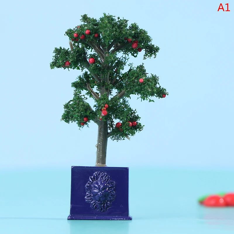 ▶1Pc 1:12 Dollhouse Miniature Potted Fruit Trees Simulation Potted Plants Doll Decor Zpaxo A1