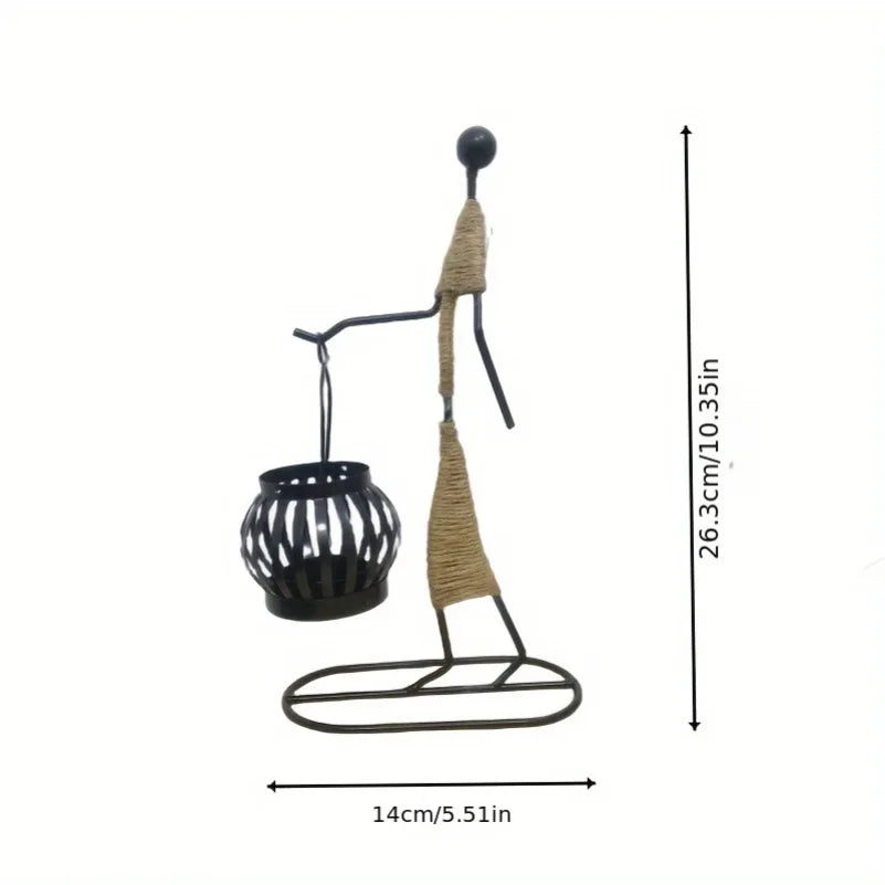 Nordic Metal Candle Holder Abstract Character Handmade Vintage Candlestick for Wedding Home Coffee Shop Table Art Decoration New Zpaxo