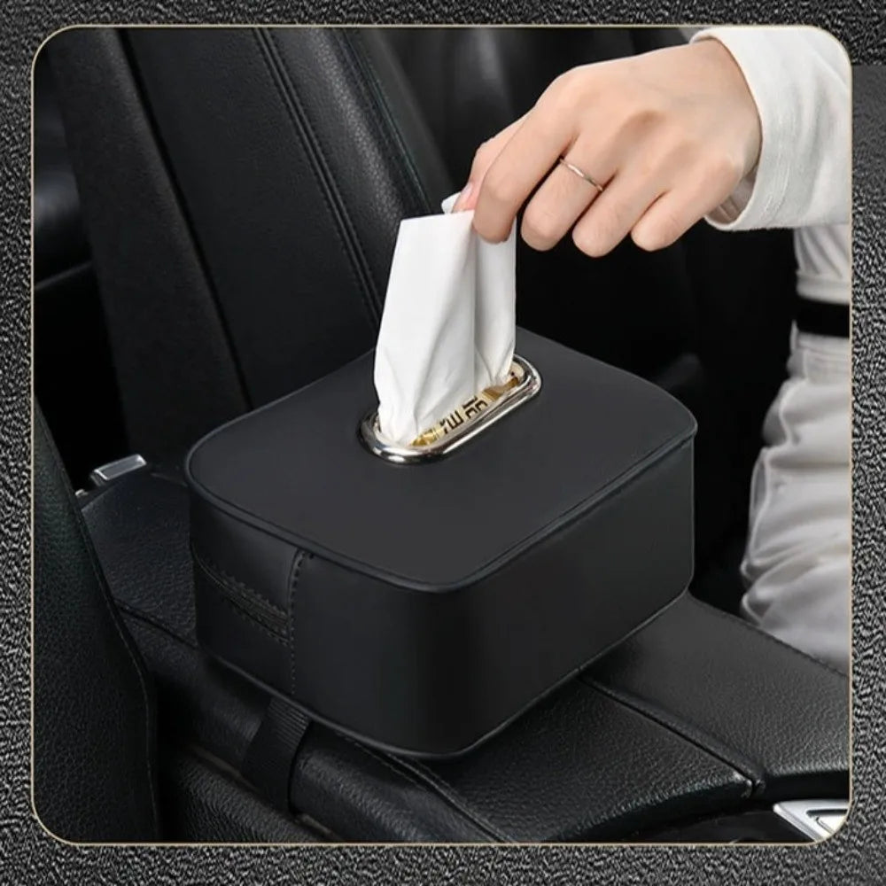 Leather Car Tissue Box Paper Bag Adjustable Sun Visor Minimalist Zpaxo