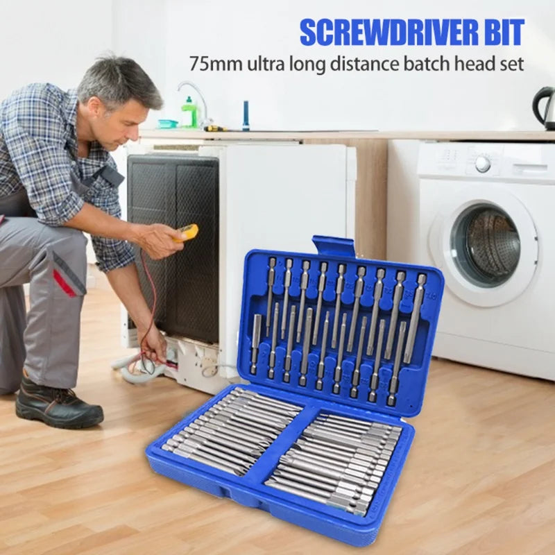 50 Extra Long Reach Bit Security Screwdriver Bits Torx Star Hex