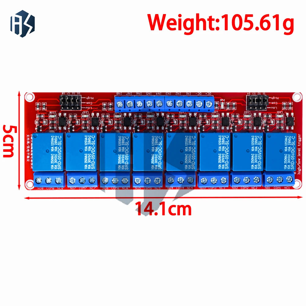 5V 12V 1-8 Channel Industrial Relay Module, Optocoupler Isolated High/Low Trigger Red Shield for Arduino Zpaxo
