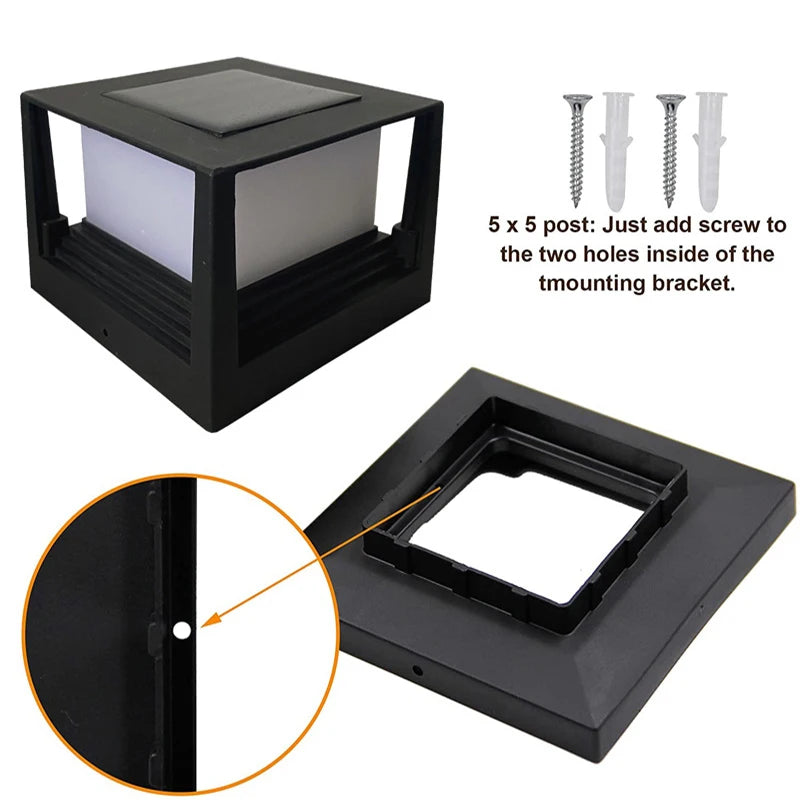 Solar Square Post Light Double Fence Lamp Waterproof Outdoor Street Zpaxo